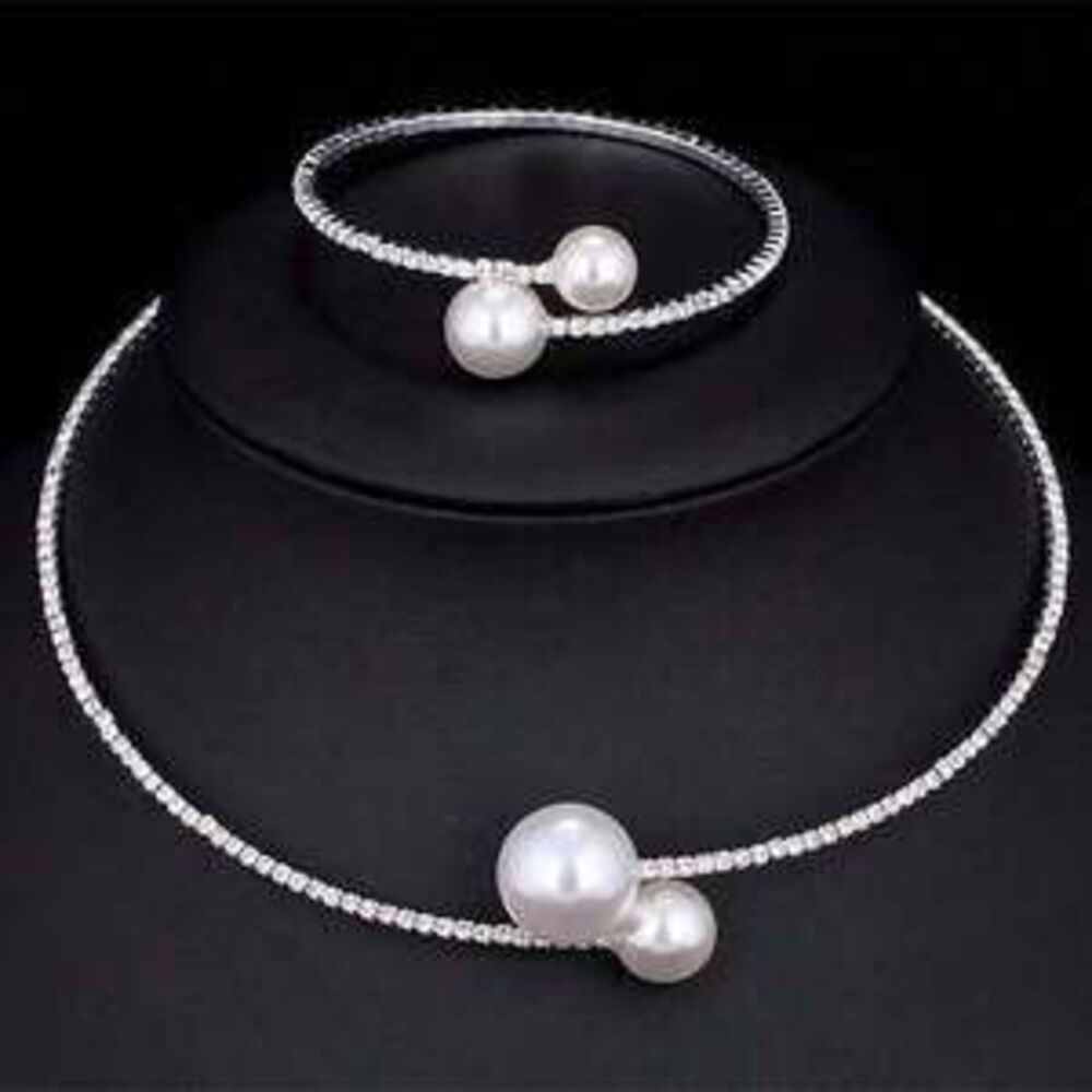 Avoria Metal Claw Chain Rhinestone Wedding Necklace Bridal Necklace Earrings Jew